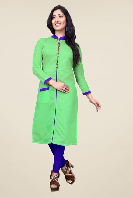Occeanus Green Solid Cotton Kurta Occeanus Green Solid Cotton Kurta