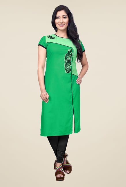 Occeanus Green Embroidered Cotton Kurta Occeanus Green Embroidered Cotton Kurta
