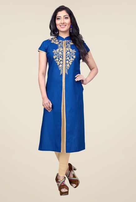 Occeanus Blue Embroidered Cotton Kurta Occeanus Blue Embroidered Cotton Kurta