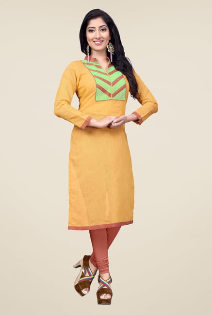 Occeanus Yellow Solid Full Sleeve Kurta Occeanus Yellow Solid Full Sleeve Kurta