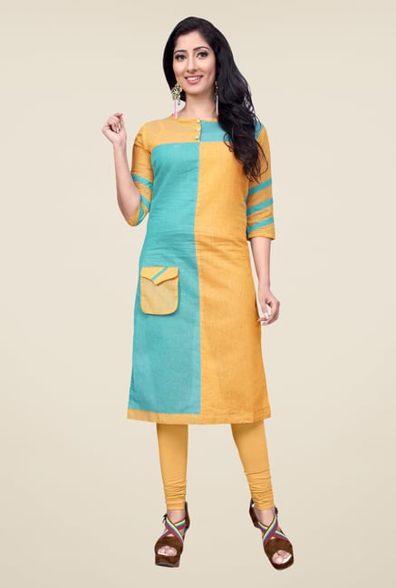 Occeanus Yellow Solid Kurta Occeanus Yellow Solid Kurta