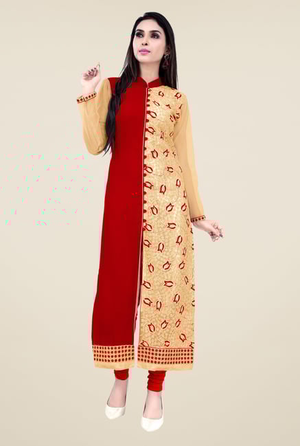 Occeanus Beige and Red Printed Kurta Occeanus Beige and Red Printed Kurta