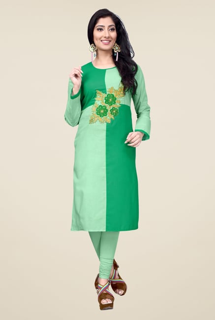 Occeanus Green Embroidered Full Sleeve Kurta Occeanus Green Embroidered Full Sleeve Kurta
