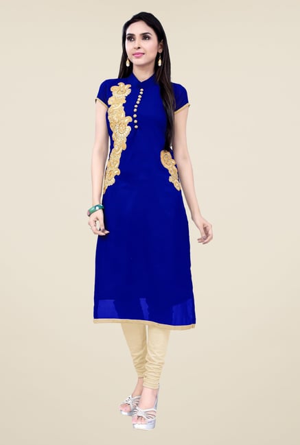 Occeanus Blue Embroidered Short Sleeve Kurta Occeanus Blue Embroidered Short Sleeve Kurta