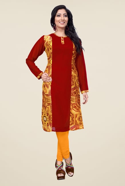 Occeanus Maroon Printed Kurta Occeanus Maroon Printed Kurta