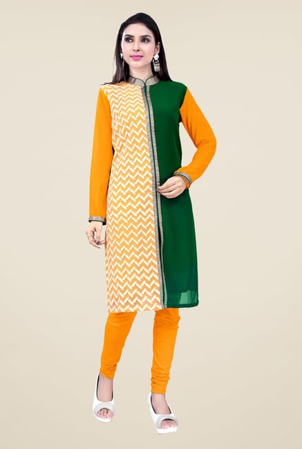Occeanus Orange and Green Printed Kurta Occeanus Orange and Green Printed Kurta