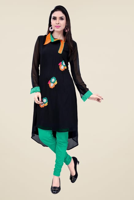 Occeanus Black Embroidered Full Sleeve Kurta Occeanus Black Embroidered Full Sleeve Kurta
