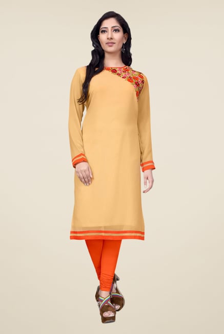 Occeanus Beige Embroidered Kurta Occeanus Beige Embroidered Kurta
