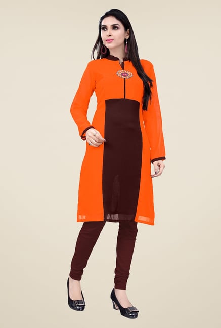 Occeanus Orange Solid Kurta Occeanus Orange Solid Kurta