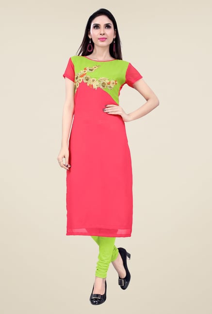 Occeanus Coral Embroidered Kurta Occeanus Coral Embroidered Kurta