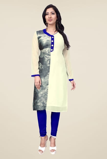Occeanus Beige Printed Georgette Kurta Occeanus Beige Printed Georgette Kurta