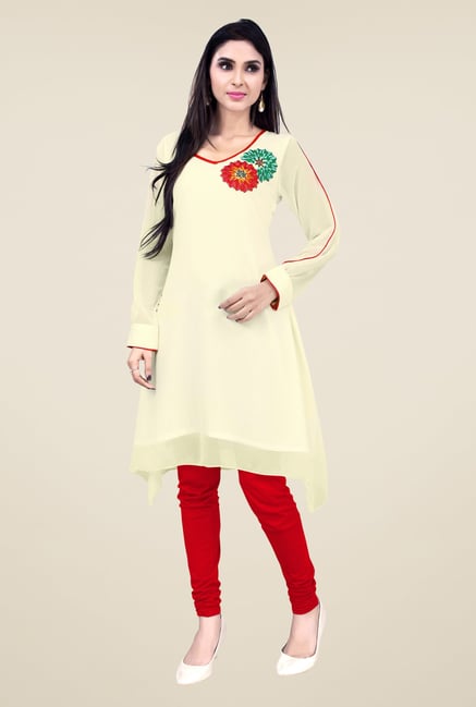 Occeanus Beige Embroidered Full Sleeve Kurta Occeanus Beige Embroidered Full Sleeve Kurta