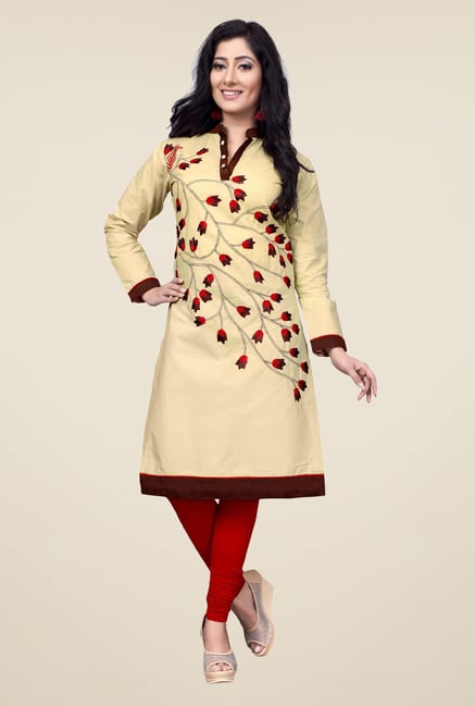 Occeanus Beige Floral Print Kurta Occeanus Beige Floral Print Kurta