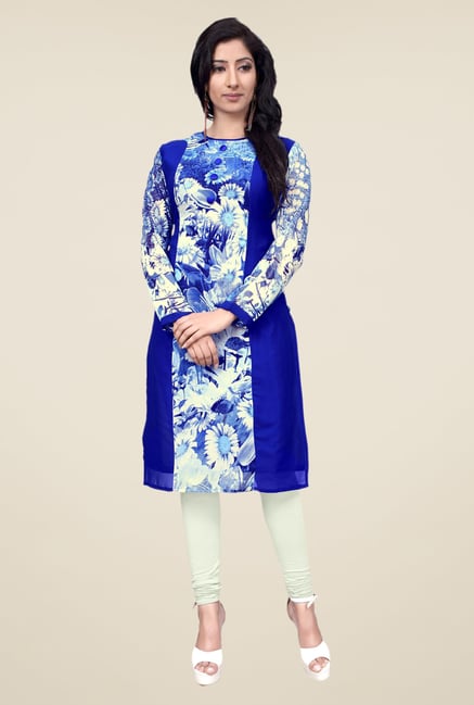 Occeanus Blue Floral Print Kurta Occeanus Blue Floral Print Kurta