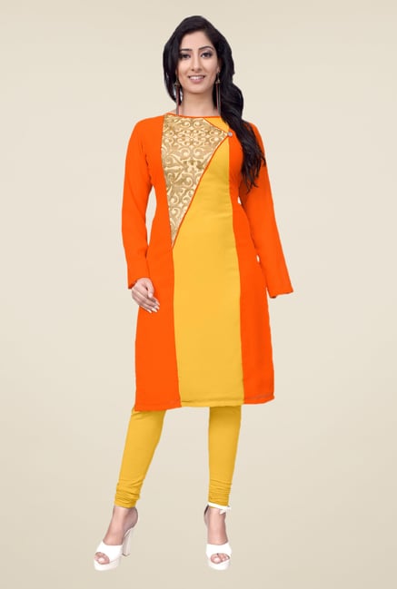 Occeanus Orange Embroidered Kurta Occeanus Orange Embroidered Kurta