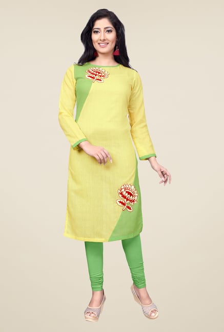Occeanus Yellow Embroidered Kurta Occeanus Yellow Embroidered Kurta
