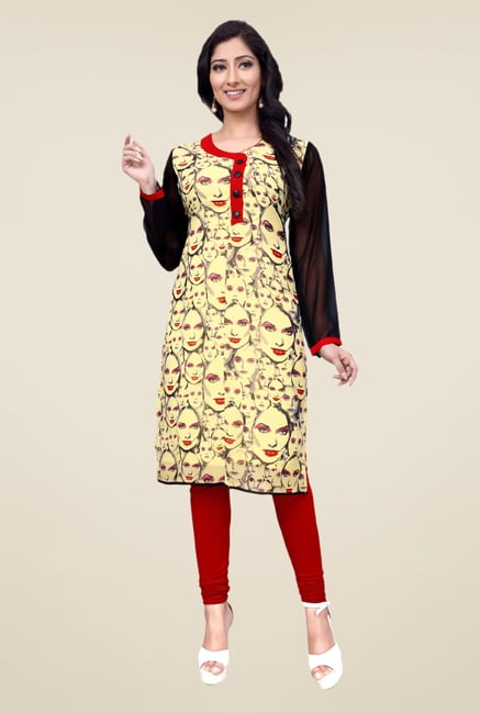 Occeanus Beige Printed Kurta Occeanus Beige Printed Kurta