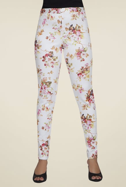 Desi Belle White Floral Jeggings Desi Belle White Floral Jeggings