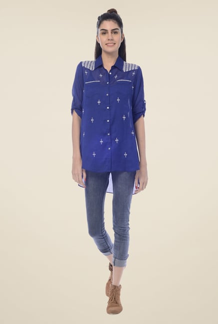 Desi Belle Blue Printed Shirt Desi Belle Blue Printed Shirt