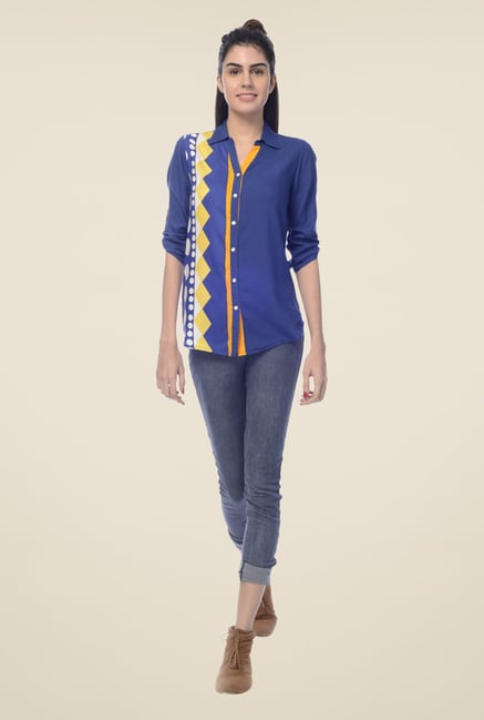 Desi Belle Blue Printed Shirt Desi Belle Blue Printed Shirt
