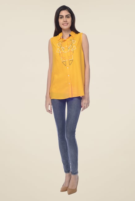 Desi Belle Yellow Embroidered Shirt Desi Belle Yellow Embroidered Shirt