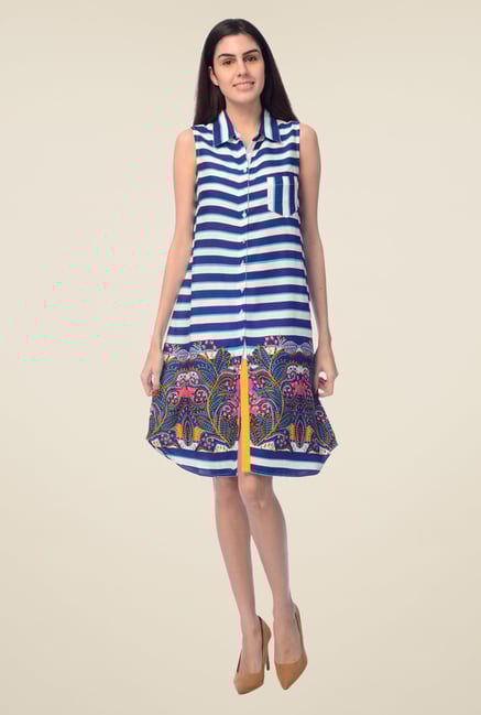 Desi Belle Blue Striped Shirt Desi Belle Blue Striped Shirt