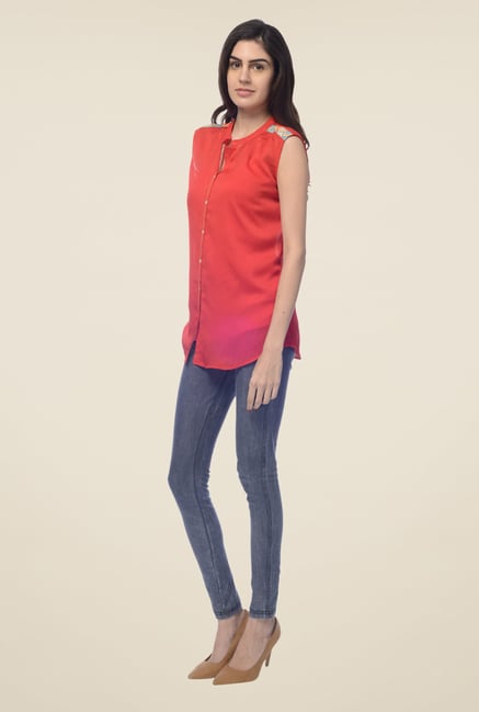 Desi Belle Coral Solid Shirt Desi Belle Coral Solid Shirt