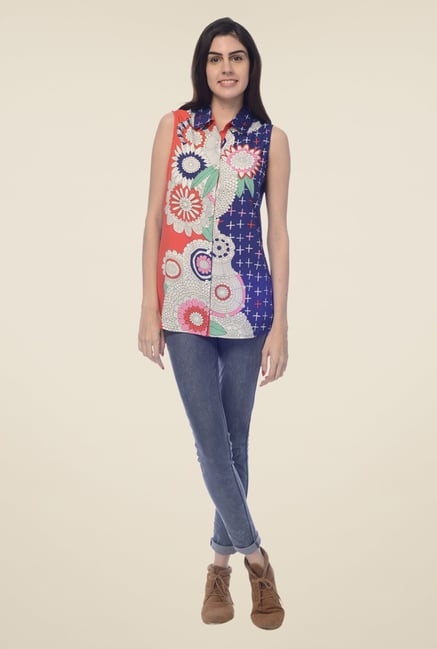 Desi Belle Multicolor Floral Print Shirt Desi Belle Multicolor Floral Print Shirt
