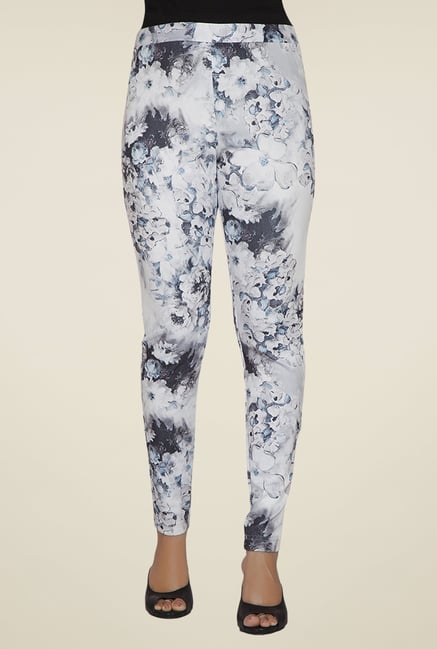 Desi Belle Off White Floral Jeggings Desi Belle Off White Floral Jeggings