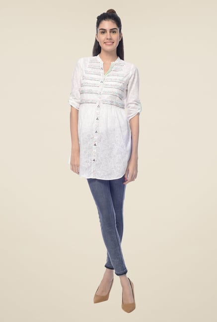 Desi Belle White Printed Shirt Desi Belle White Printed Shirt