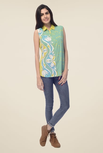 Desi Belle Green Floral Print Shirt Desi Belle Green Floral Print Shirt
