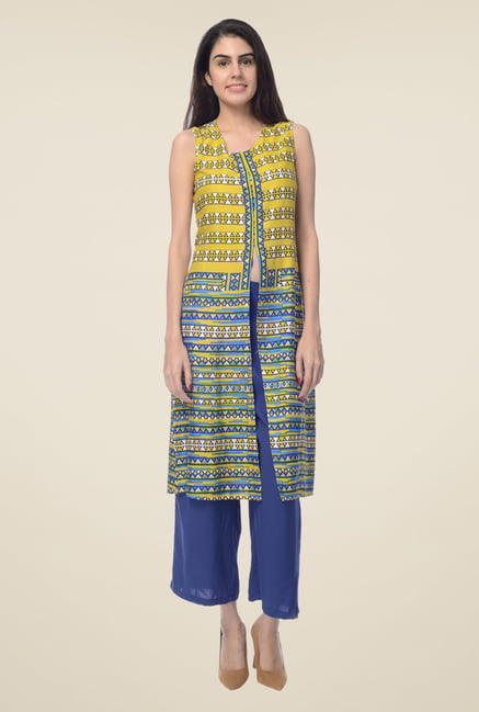 Desi Belle Yellow Printed Kurta Desi Belle Yellow Printed Kurta