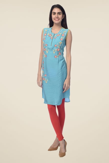 Desi Belle Blue Floral Print Kurta Desi Belle Blue Floral Print Kurta