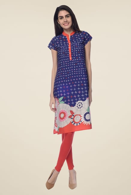 Desi Belle Navy Printed Kurta Desi Belle Navy Printed Kurta