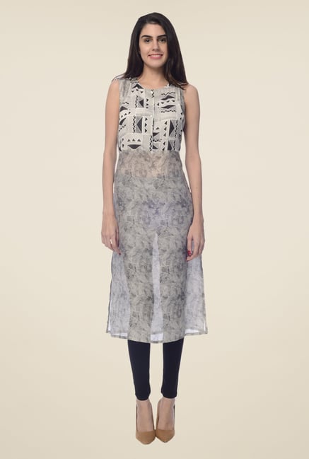 Desi Belle Grey Printed Kurta Desi Belle Grey Printed Kurta