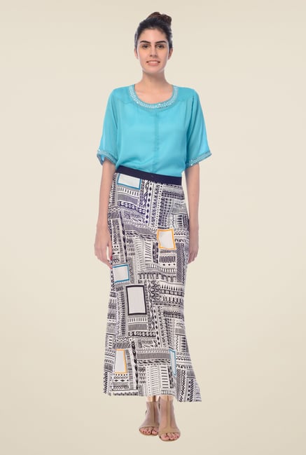Desi Belle Beige Printed Skirt Desi Belle Beige Printed Skirt