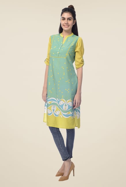 Desi Belle Green Printed Kurta Desi Belle Green Printed Kurta