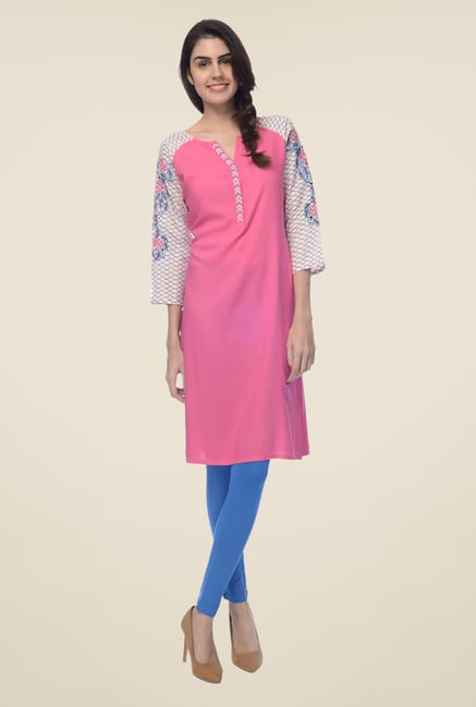 Desi Belle Pink Solid Kurta Desi Belle Pink Solid Kurta