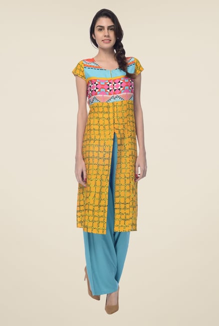 Desi Belle Yellow Printed Kurta Desi Belle Yellow Printed Kurta