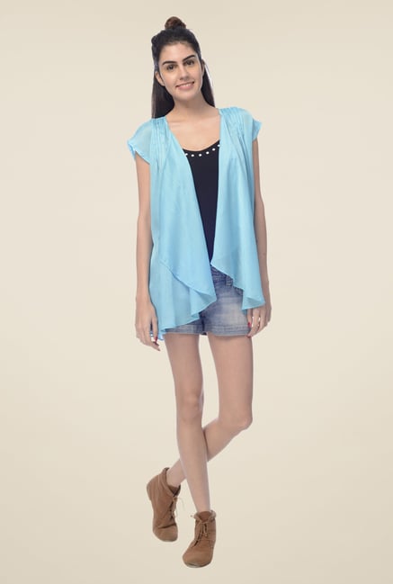 Desi Belle Blue Solid Shrug Desi Belle Blue Solid Shrug