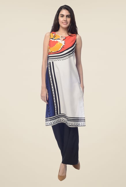 Desi Belle Off White Printed Kurta Desi Belle Off White Printed Kurta