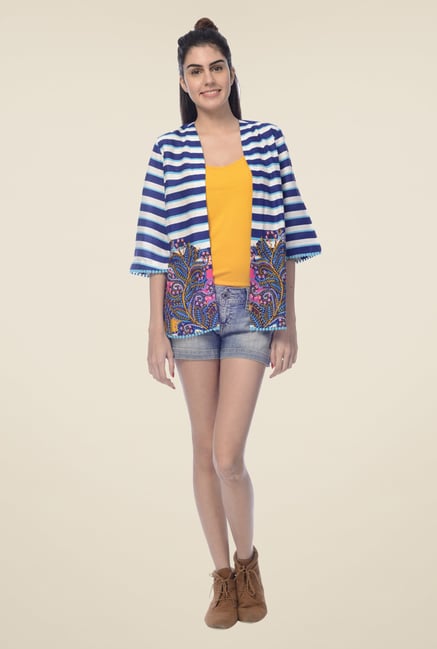 Desi Belle Navy Striped Shrug Desi Belle Navy Striped Shrug