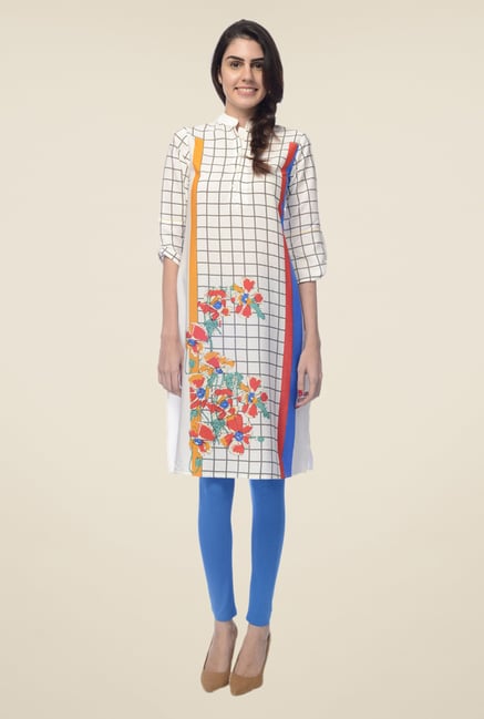 Desi Belle Off White Floral Print Kurta Desi Belle Off White Floral Print Kurta