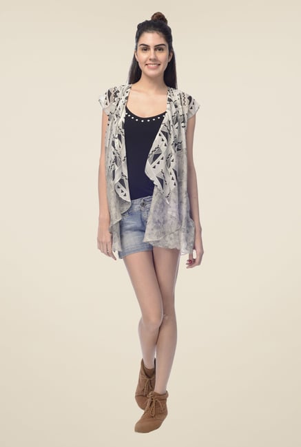 Desi Belle Grey Printed Shrug Desi Belle Grey Printed Shrug