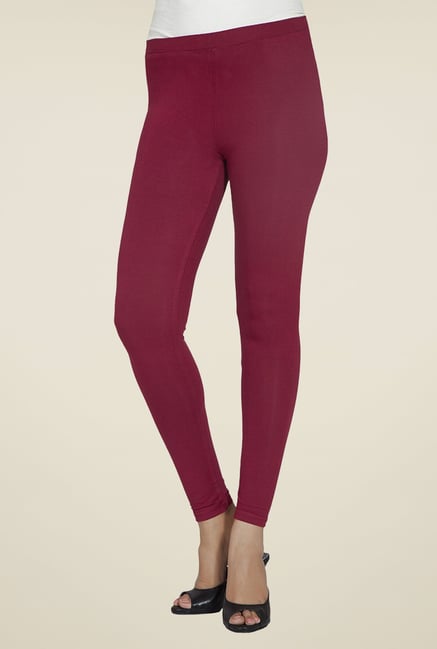 Desi Belle Maroon Solid Leggings Desi Belle Maroon Solid Leggings