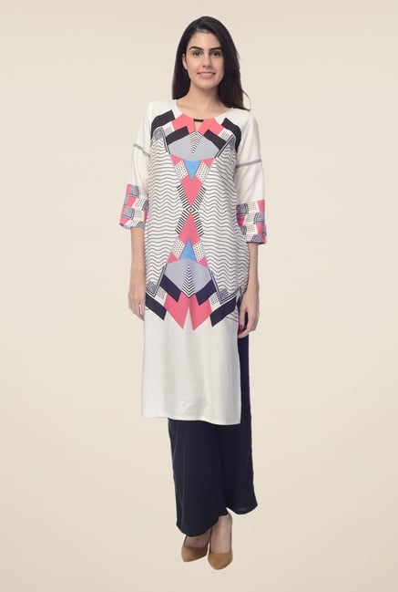Desi Belle Off White Printed Kurta Desi Belle Off White Printed Kurta