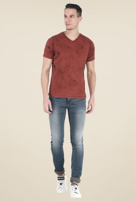 Basics Brown Printed T Shirt Basics Brown Printed T Shirt