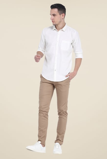 Basics White Textured Shirt Basics White Textured Shirt