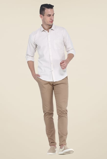 Basics Beige Textured Shirt Basics Beige Textured Shirt