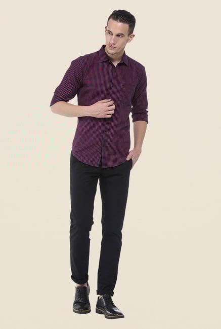 Basics Maroon Checks Shirt Basics Maroon Checks Shirt